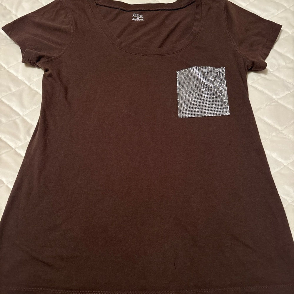 A.N.A. Chocolate Tee with Metallic Pocket